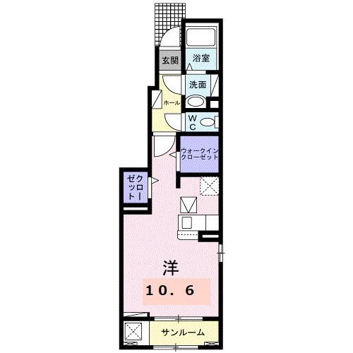 ヴィセオΒ(ワンルーム/1階)の間取り写真
