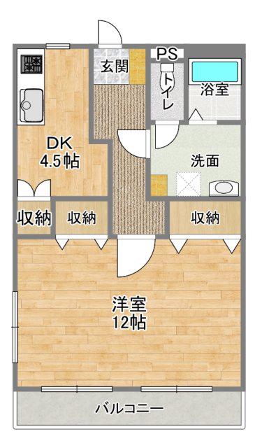メゾンDEダイエー(1DK/1階)の間取り写真