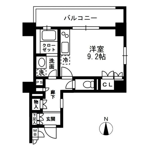 レジディア中落合A棟(ワンルーム/2階)の間取り写真