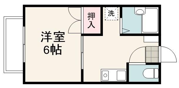 ジュネス追分(1K/2階)の間取り写真