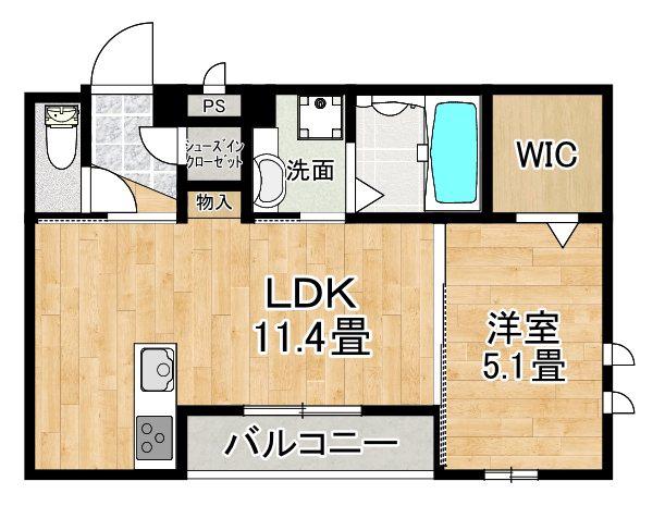 メルヴェイユ ソレイユ(1LDK/1階)の間取り写真