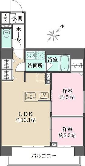 パークフラッツ蔵前(2LDK/5階)の間取り写真