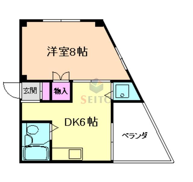アゼリアマンション(1DK/2階)の間取り写真