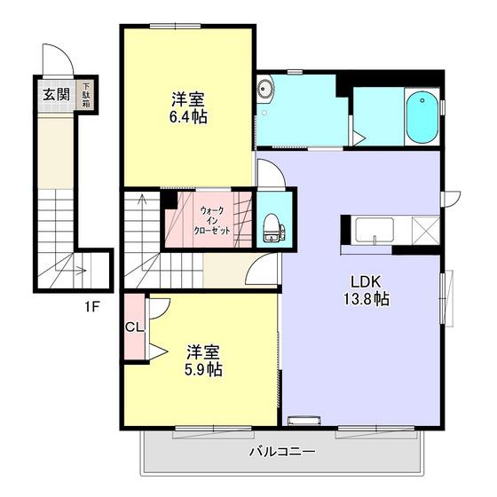 ユートピア東山 E棟(2LDK/2階)の間取り写真