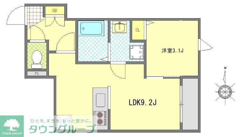 MONOLITH錦糸町(1LDK/4階)の間取り写真