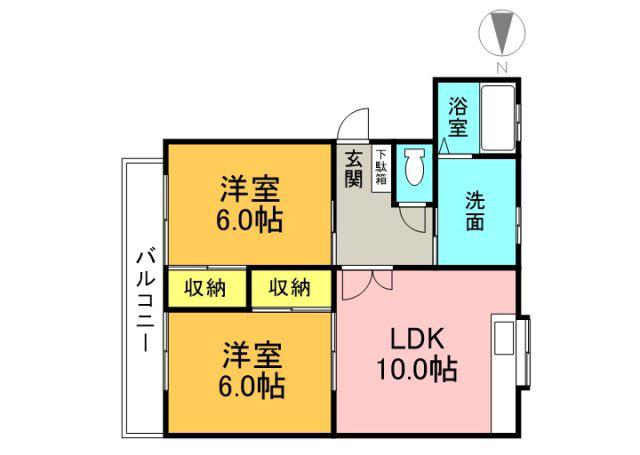 パル翠町(2LDK/1階)の間取り写真