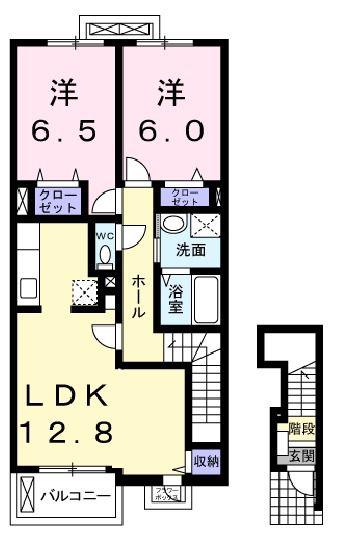 サニーII(2LDK/2階)の間取り写真