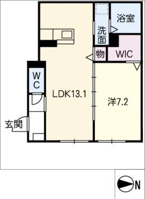 WISTERIA東鶉(1LDK/1階)の間取り写真