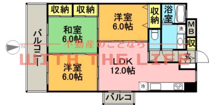 サザンコート中央町(3LDK/6階)の間取り写真