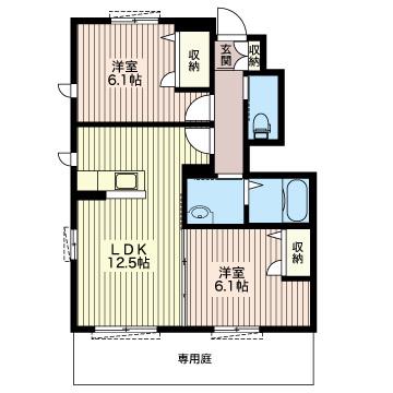 リュミエール近藤A棟(2LDK/1階)の間取り写真