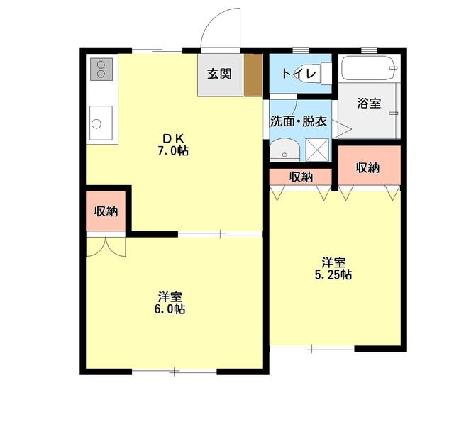 コーポ青山(2DK/1階)の間取り写真