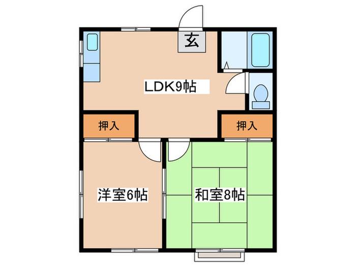 桜山ヴィラ(2LDK/2階)の間取り写真