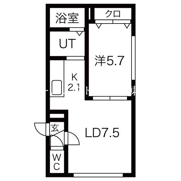クレセールN18(1LDK/4階)の間取り写真
