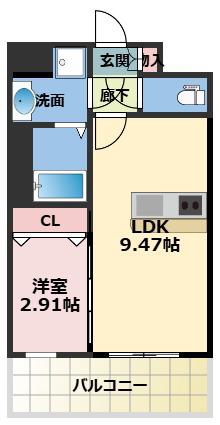 ALIVIS SHIMO-SHINJO SOL TERRACE(1LDK/3階)の間取り写真