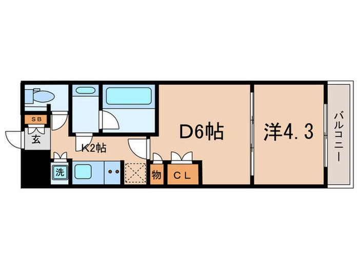 ミリアレジデンス東池袋(1DK/2階)の間取り写真