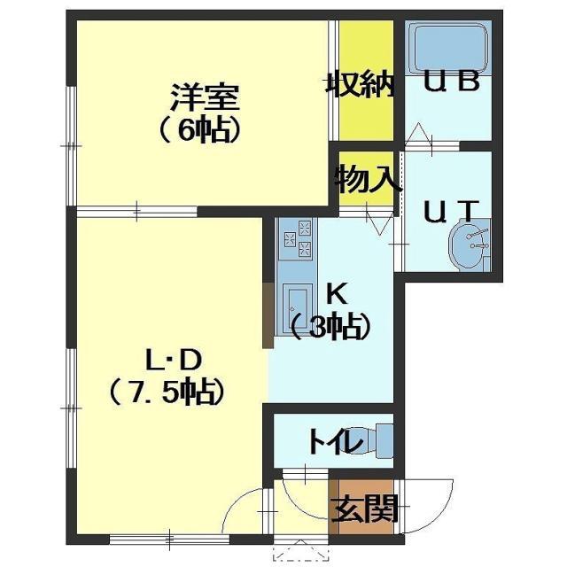 メゾンドKⅡ(1LDK/1階)の間取り写真