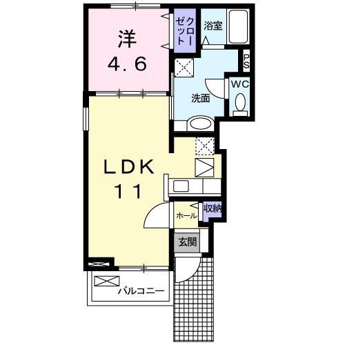 メゾンドゥノエル(1LDK/1階)の間取り写真