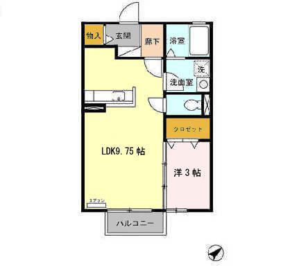 マローネ平針(1LDK/2階)の間取り写真