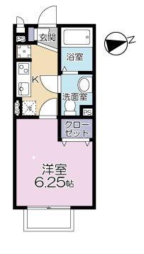 オーロラハイツ多摩川(1K/1階)の間取り写真