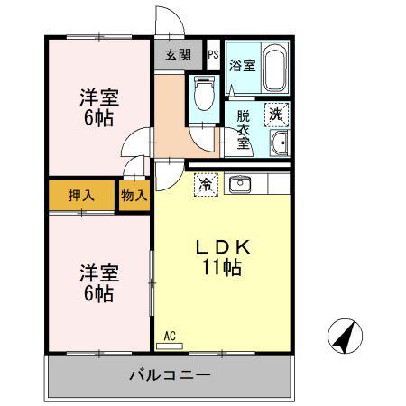 メゾン藤 壱番館(2LDK/2階)の間取り写真