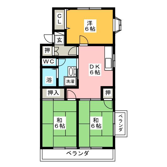 サンライズ栄(3DK/1階)の間取り写真