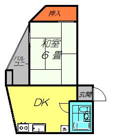 白井ビル(1DK/2階)の間取り写真