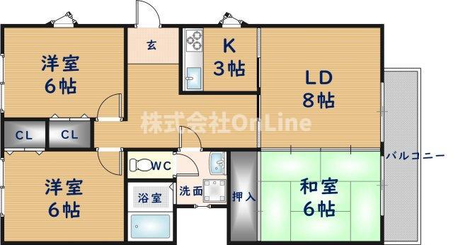 曙フラッツ(3LDK/4階)の間取り写真
