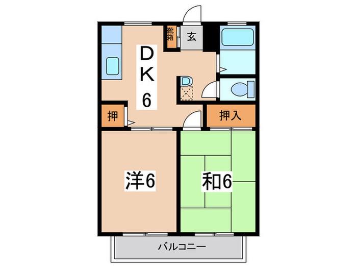 サンビレッジ瀬谷A棟(2DK/2階)の間取り写真