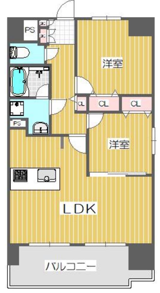 MAZON KOSAKAHOMMACHI(2LDK/13階)の間取り写真