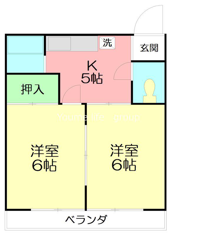清水ハイツ(2K/2階)の間取り写真