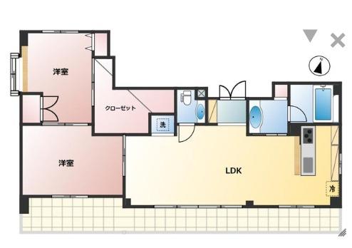 カイザー赤坂(2LDK/8階)の間取り写真