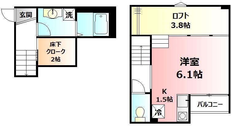 ビターマカロン(1K/1階)の間取り写真