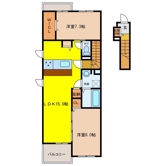 養老鉄道養老線 美濃青柳駅 徒歩12分 2階建 築8年(2LDK/2階)の間取り写真