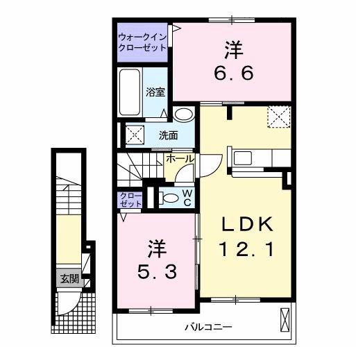 アルシオーネA(2LDK/2階)の間取り写真