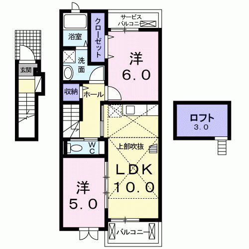 クアトロ・アロース(2LDK/2階)の間取り写真