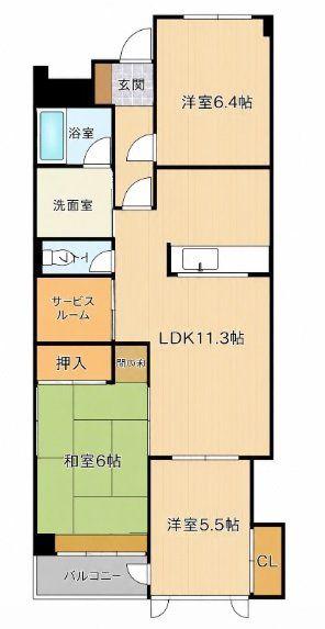 ココガモ&壺壺蒲生(3SLDK/8階)の間取り写真