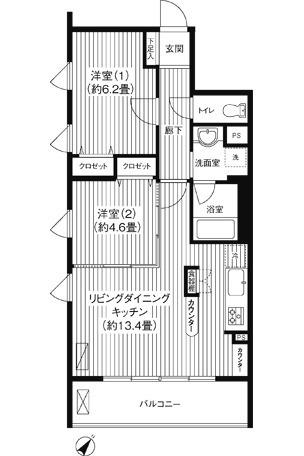 シエールグラン上池台(2LDK/4階)の間取り写真