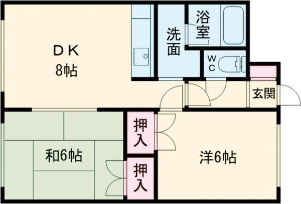 ハイツアルファ(2DK/1階)の間取り写真