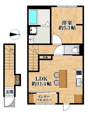 GRAND MOVE I(1LDK/2階)の間取り写真