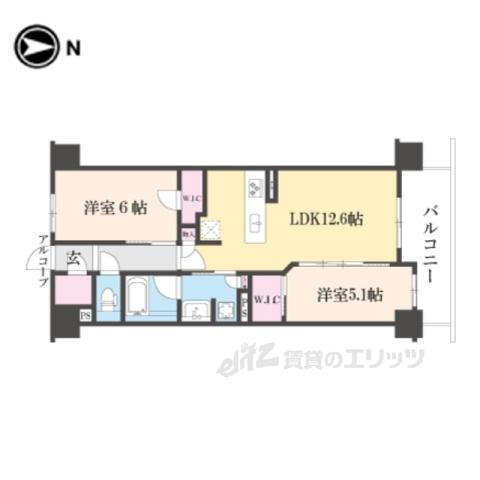 ファインレジデンス京都五条通(2LDK/6階)の間取り写真