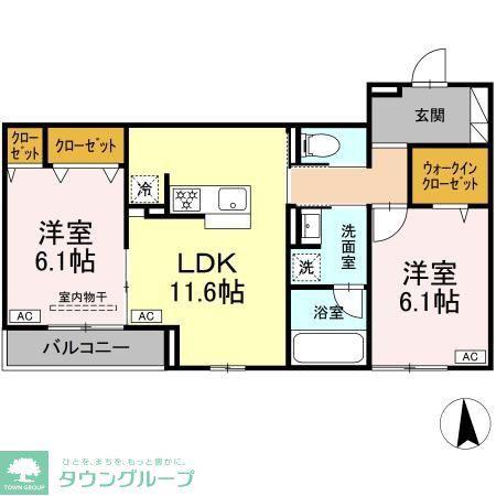 クラルスクア(2LDK/1階)の間取り写真