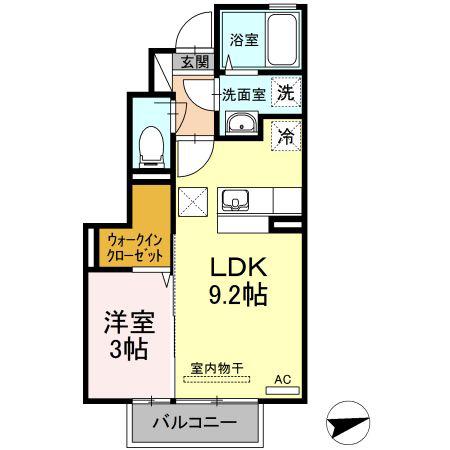 メゾンソレイユ根城(1LDK/1階)の間取り写真