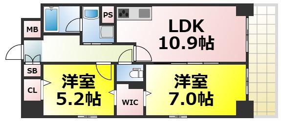 アネスト北堀江(2LDK/5階)の間取り写真