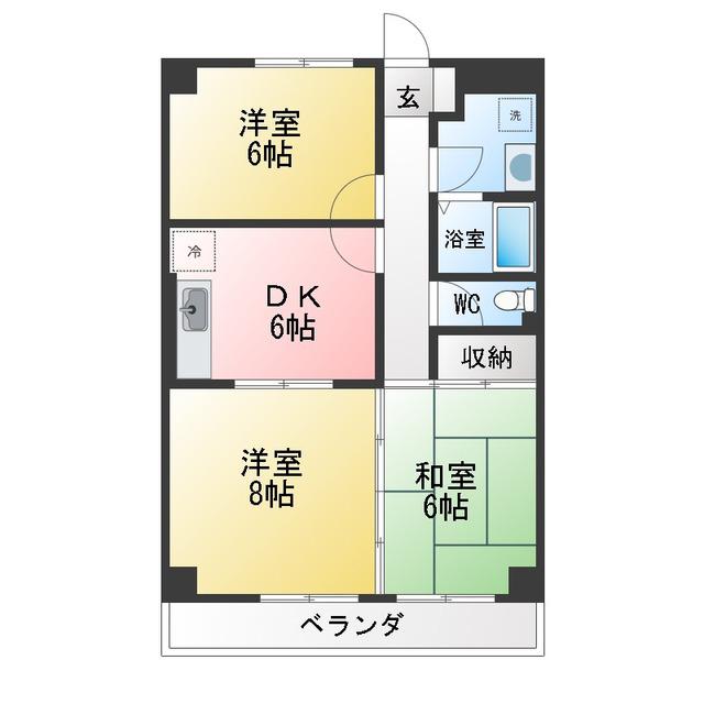 宮の下マンション(3DK/3階)の間取り写真