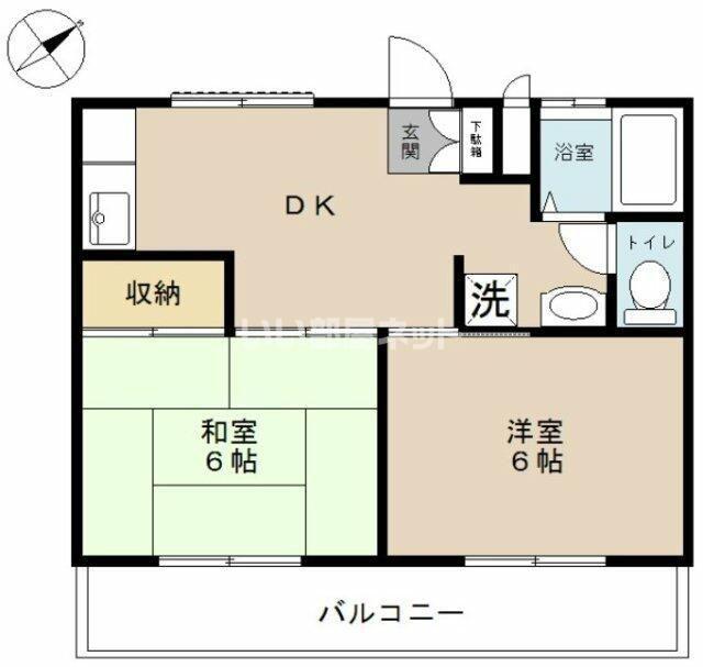 サニーヒルズ(2DK/1階)の間取り写真