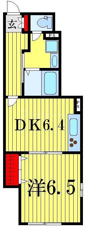 無添加タウン葛飾D棟(1DK/1階)の間取り写真
