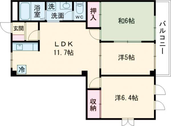 グランディス21NABARI(3LDK/3階)の間取り写真