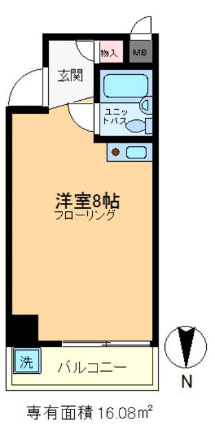 土肥ハイム(ワンルーム/8階)の間取り写真