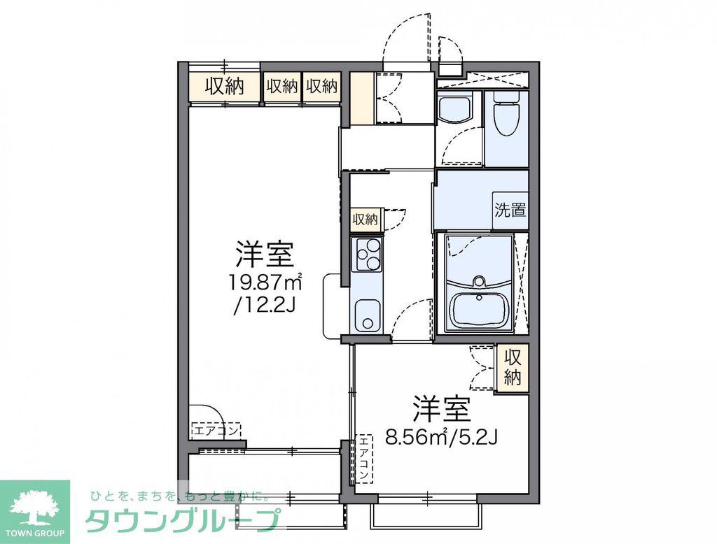 レオパレスおかのごう(1LDK/2階)の間取り写真