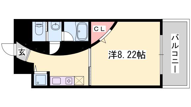 ヴィンチェロ(1K/1階)の間取り写真